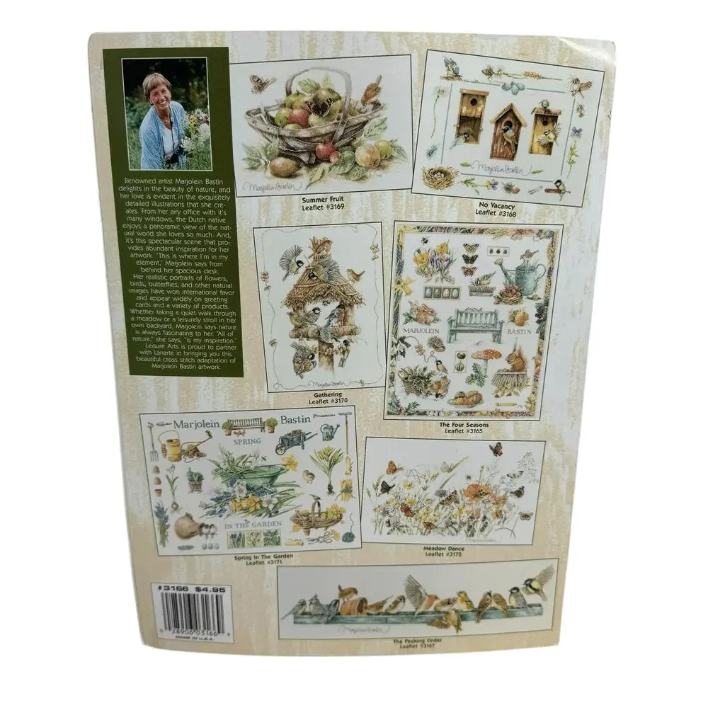 Vintage LEISURE ARTS Spring Joy Marjolein Bastin Cross Stitch Pattern Garden